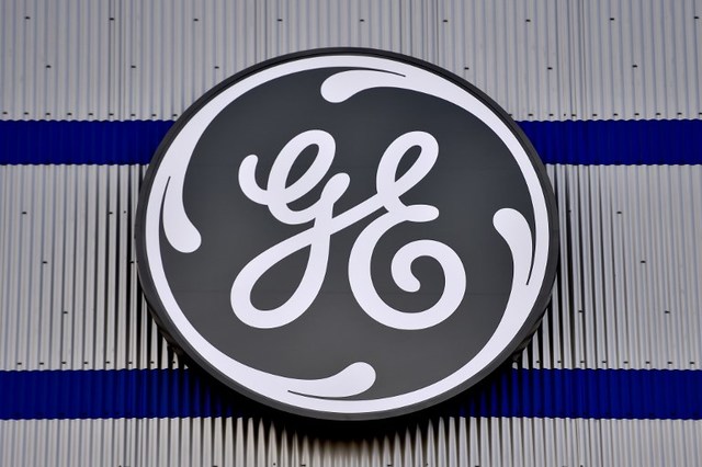 GENERAL ELECTRIC. The logo of US company General Electric is seen at a factory of the group, on November 21, 2017 in Montoir-de-Bretagne, western France. Loic Venance/AFP 