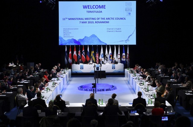 ARCTIC COUNCIL. Participants have taken their seats to attend the 11th Ministerial Meeting of the Arctic Council in Rovaniemi, Finland on May 7, 2019. Photo by Mandel Ngan/Pool/AFP 
