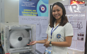 TEEN INVENTOR. Angel Palma with her eco-friendly AirDisc. Photos by Rhaydz Barcia/Rappler  