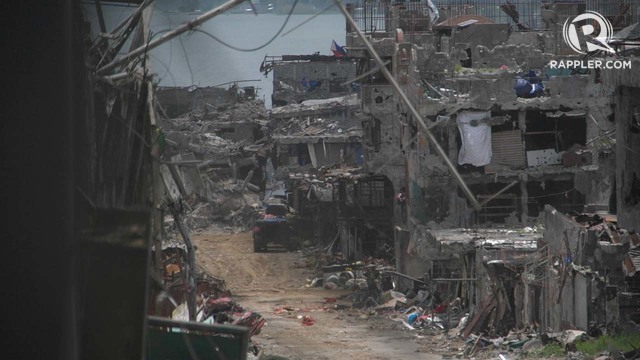 BATTLE AREA. The war displaced almost all of Marawi City's 200,000 residents. Rappler photo 