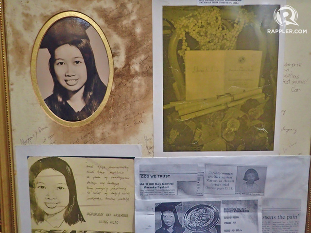 LILIOSA HILAO. Her photos can be found at the Bantayog's Hall of Remembrance. She was tortured and abused after she wrote articles critical of the Marcos regime.