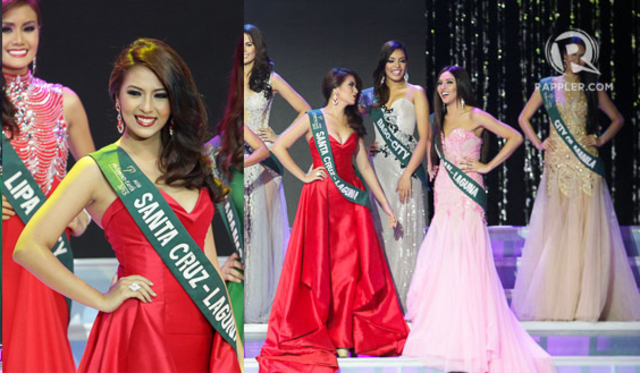 DRESSING BEAUTY QUEENS. Alyanna Cagandahan wears a red gown by Bessie at the Miss Philippines Earth 2015 pageant. File photo by Mark Cristino/Rappler 