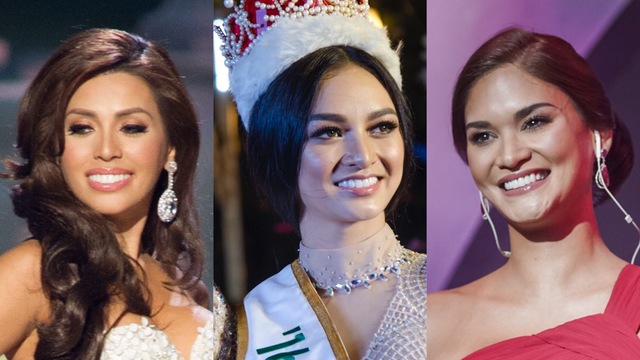 BEAUTY QUEENS. Mary Jean Lastimosa, Kylie Verzosa, and Pia Wurtzbach are Filipino beauty queens who competed in the their 20s. Photos by Martin San Diego/Rob Reyes/Rappler, courtesy of Miss Universe Organization     