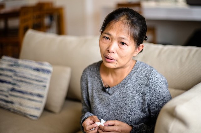 THE PLIGHT OF BABY JANE ALLAS. In this picture taken on March 5, 2019, Baby Jane Allas, a 38-year-old mother of five Filipina domestic worker who was sacked after she was diagnosed with cervical cancer, cries during an interview with AFP in Hong Kong. Photo by Anthony Wallace/AFP 