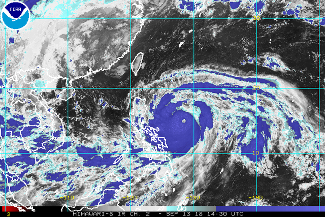 Satellite image of Typhoon Ompong (Mangkhut) as of September 13, 2018, 10:30 pm. Image from NOAA 